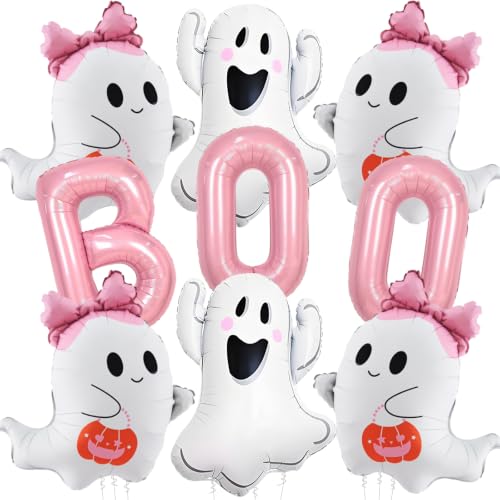 Halloween Pink Bow Ghost Balloons Set for Party Decorations - Bow Ghost Variation