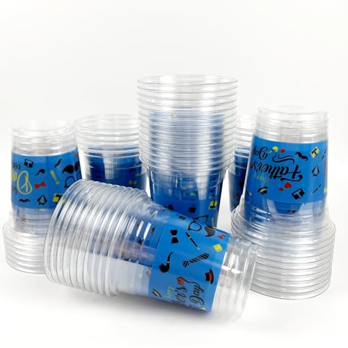 Father's Day Party Cups - 50 Count 12 oz Plastic Drinkware for Dad Celebration