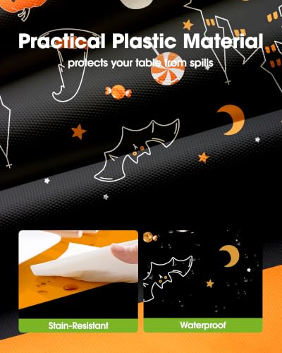 Halloween Plastic Tablecloth 54x108 Inches - 3 Pack Rectangle for Parties
