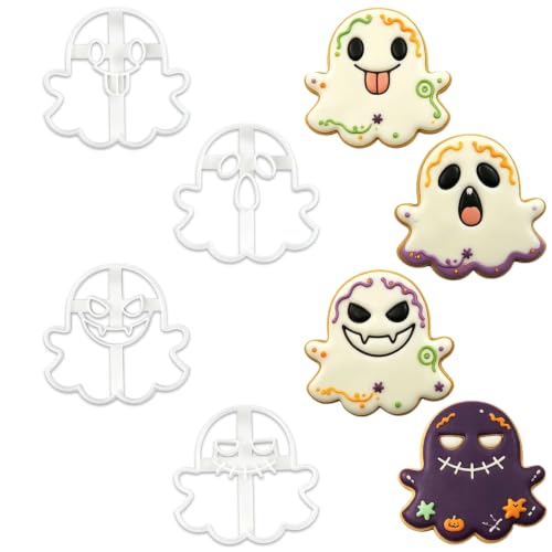 Halloween Cookie Cutter Set Ghost Shape - 4 Pcs, 3D Spherical Ornament Design, Ghost Shape Cookie Cutters - Halloween Styling 21