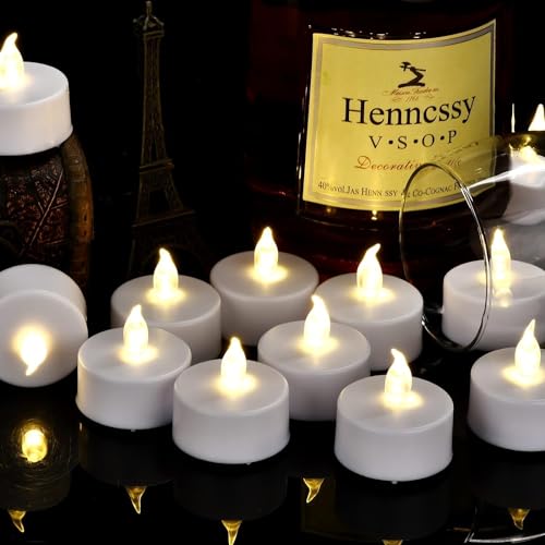 LED Flickering Tea Light Candles with Remote Control - Warm White 5 Pack