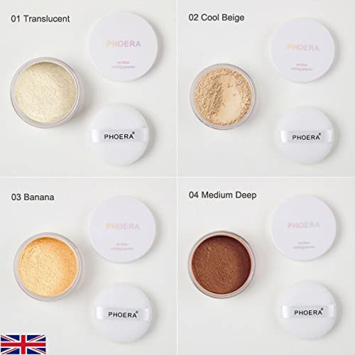 Translucent Matte Face Powder with Puff - Long Lasting, Photo & Flash Tested - 02 Cool Beige