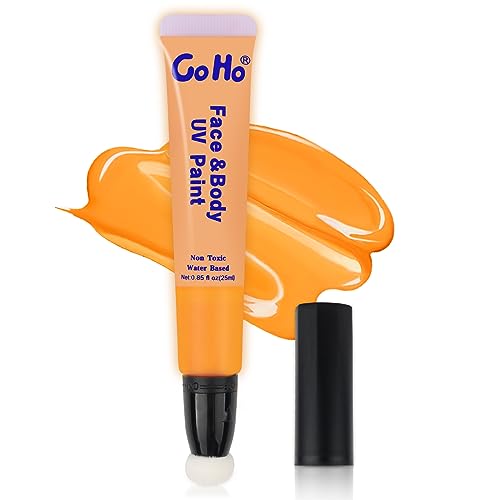 UV Blacklight Neon Gold Face & Body Paint Set - Fluorescent Glow Makeup for Parties