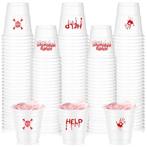 Halloween Bloody Shot Glasses Set - 100 Disposable 2oz Plastic Cups for Parties