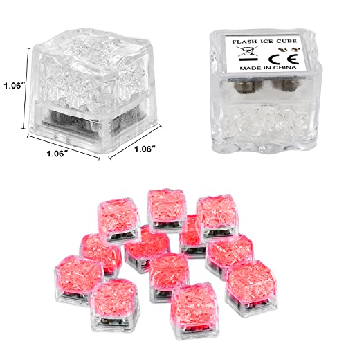 Red LED Ice Cubes 96PCS Liquid Activated Waterproof Party Drink Decor