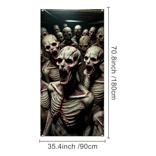 Halloween Entryway Banner Haunted House 35x71 Inch Polyester - Variation of THIS listing