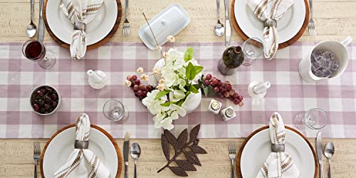 Farmhouse Cotton Buffalo Check Table Runner - Dusty Lilac 108 x 14 Inches