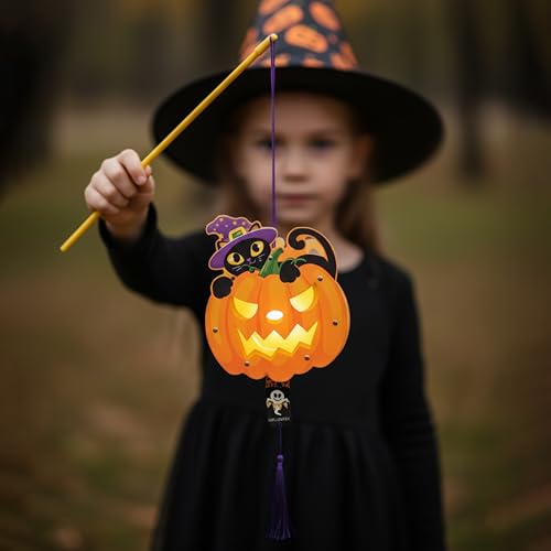Halloween Pumpkin Paper Lanterns Set - Collapsible Outdoor & Indoor Decorations