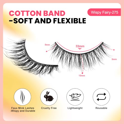 Wispy False Eyelash Strips Kit - 7 Pairs with Glue - Fairy Style Variation of THIS listing