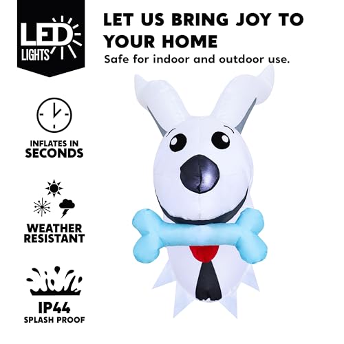 Halloween Inflatable Dog Ghost Window Breaker - Outdoor Yard Decor with LEDs