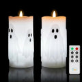 Fanna Halloween Ghost LED Candles Set of 2 with Remote - Flameless Indoor Decor