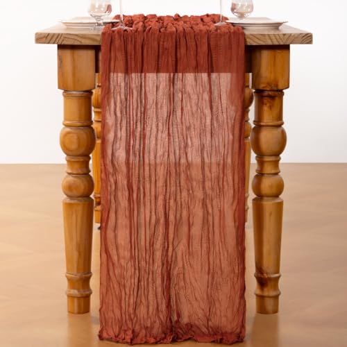 Terracotta Cheesecloth Table Runners 12 Pack - Fall Rustic Boho Decor