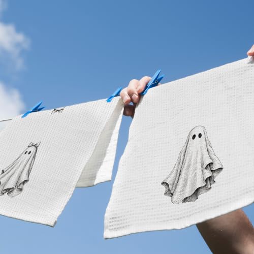 Halloween Ghost Kitchen Dish Towels Set of 2 - Autumn30 Variation 16x24in Microfiber
