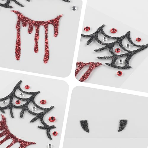 Halloween Face Tattoo Spider Web Stickers with Rhinestones - Variation 08.Halloween B