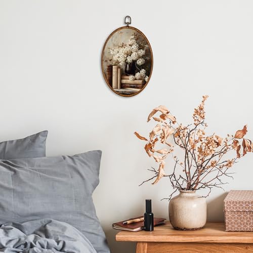 KSDUT Retro Flower Book Wall Art Decor - Oval Floral Canvas Print - Flower-35