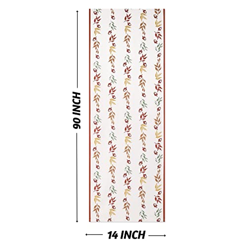 Folkulture Fall Cotton Table Runner 14x90 Inches - Botanique Style