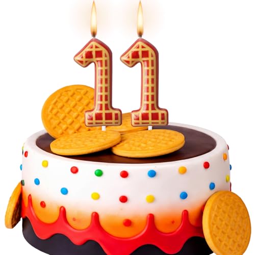 Number 11 Birthday Candle - Waffle Pattern Cake Topper - Spooky Theme
