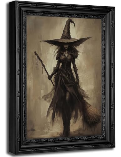 Halloween Witch Wall Art Canvas Framed 24x16 Inch Gothic Mysterious Decor Variation of THIS listing