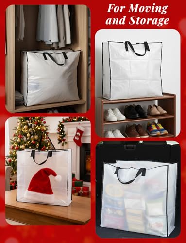 Black 6 Pack Large Wreath Storage Bags - 26 Inch Clear Holiday & Seasonal Organizer