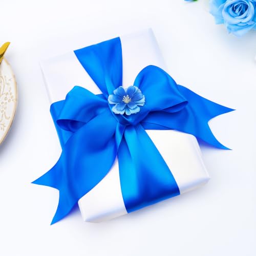 3 Inch Electric Blue Double Face Satin Ribbon for Bows & Gift Wrapping - 10 Yards