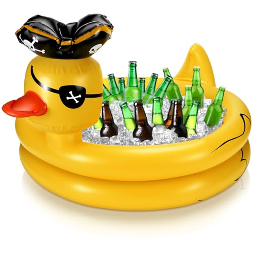 Inflatable Pirate Duck Cooler - Floating Beverage Cooler for Parties & Outdoor Events