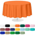 Mulbozy Disposable Plastic Round Tablecloth - 84 Inch Orange, 2 Pack, Party Decor