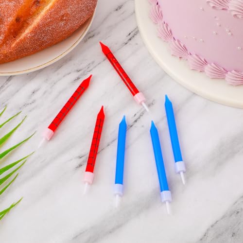Spider Web Birthday Candles Set - 12 Red & Blue Cake Toppers for Halloween & Parties