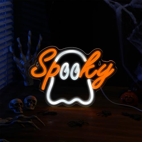 Halloween Neon Sign LED Ghost Wall Decor Spooky Light USB Powered