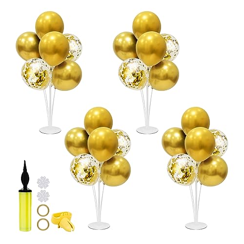 Purple and Gold Balloon Centerpieces Set for Celebrations - 8 Pieces