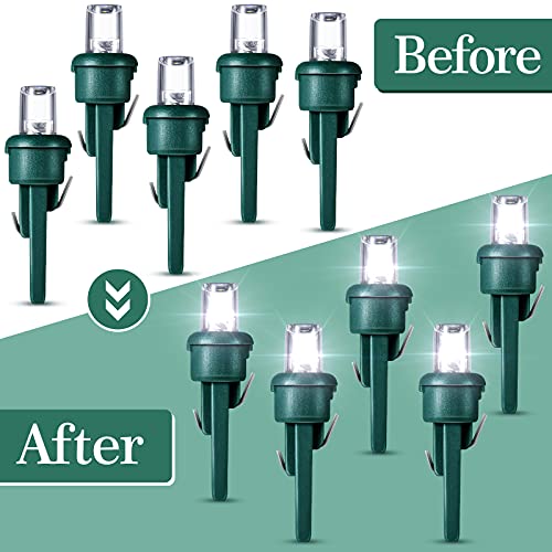 48 Pcs LED Replacement Bulbs for Christmas String Lights - Green & Cold White