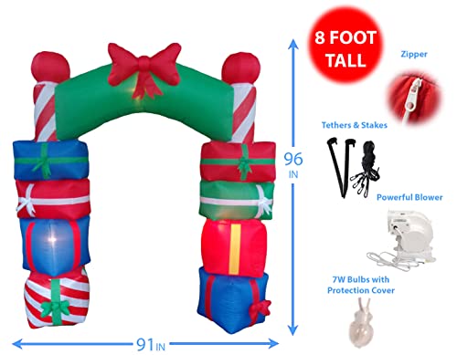 8 Ft Tall Lighted Christmas Inflatable Gift Box Archway Outdoor Holiday Decor