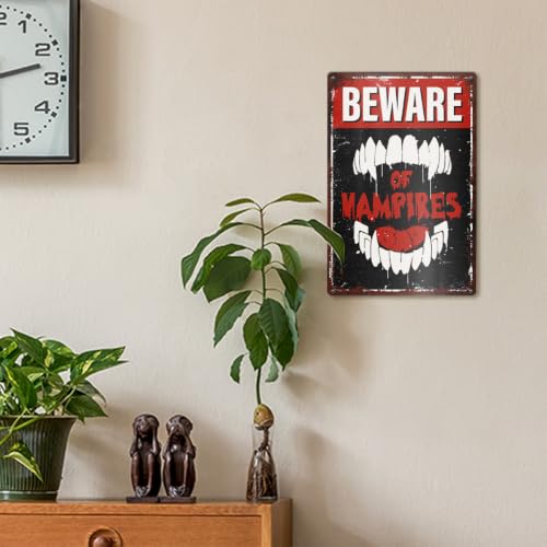 Vampire Halloween Metal Wall Sign Decor - 12x8 Inch - Variation Halloween Sign03
