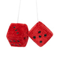 Red Fuzzy Dice Plush Car Hanging Ornament - Stylish Interior Decor