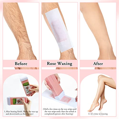 Rose Roll-On Hair Removal Wax Refill Cartridges for Sensitive Skin - 4 Pack