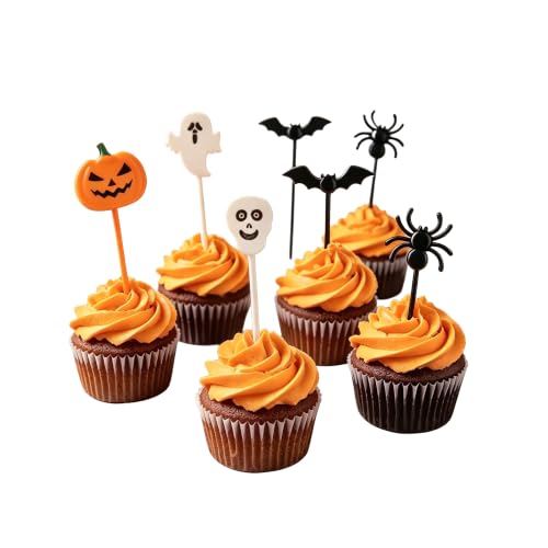 Halloween Cupcake Toppers Picks 50-Pack | Spooky Party Food Decor