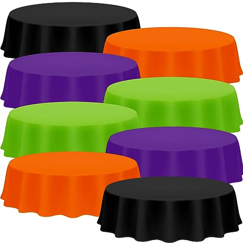Preboun 12-Pack 84-Inch Halloween Plastic Tablecloths - Assorted Colors