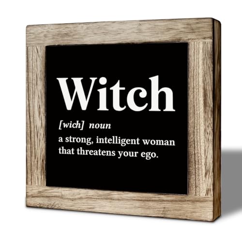 Halloween Witch Definition Wooden Sign - Farmhouse Fall Decor, 5.9x5.9 Inches - Halloween 11 Variation