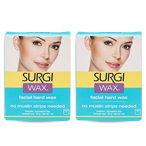 Microwave Facial Hair Removal Wax Kit - Hard, Stripless, 1 Oz Pack of 2 - Sensitive Skin