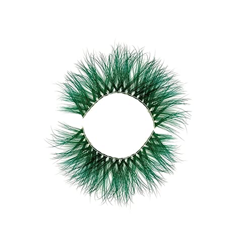 Green 20mm Mink False Eyelashes - Cruelty-Free, Reusable Dramatic Lashes - Elf Variation