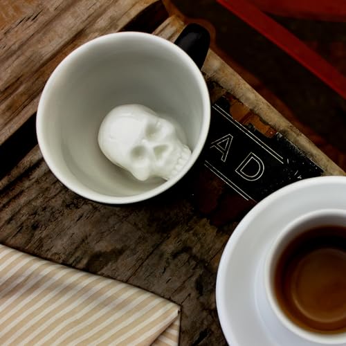 Creature Cups Skull Ceramic Mug - Hidden 3D Skull Inside, Spooky Horror Coffee Cup - Variation: Skull