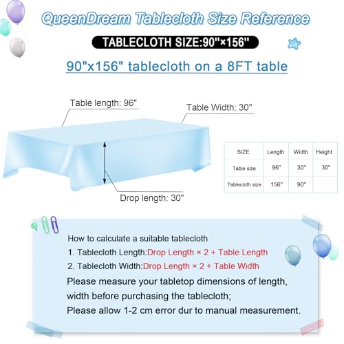 Baby Blue Sequin Tablecloth 90x156 Inch Glitter Fabric for Parties & Events