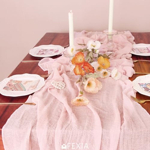 Pink Cheesecloth Table Runner 10ft for Wedding Baby Shower Fall Decor Blush