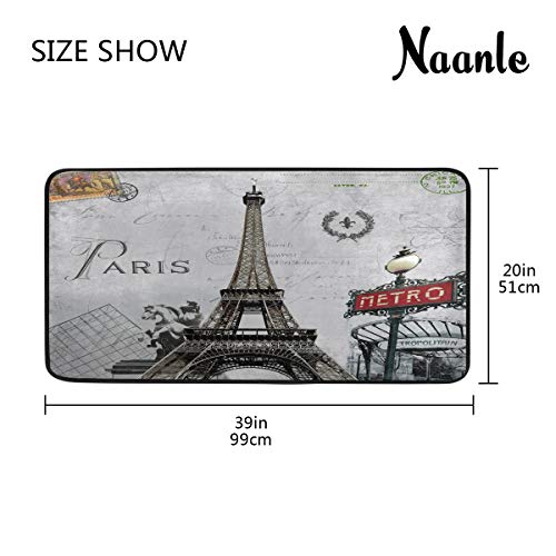 Eiffel Tower Anti-Fatigue Kitchen Floor Mat 39x20 Inches - Gray Variation