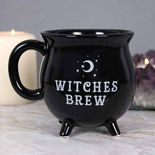 Witches Brew Black Ceramic Cauldron Mug - Halloween Gift, Witchcraft Coffee Cup
