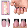 Short Sharp Square Nail Tips Black French Tip BERRY PINK - 15 Sizes, 240 pcs