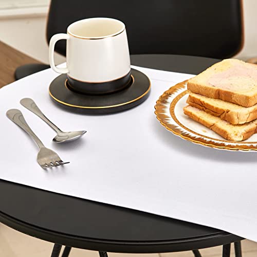 White Linen Farmhouse Table Runner 14 x 48 Inch Waterproof Decor for Dining & Weddings