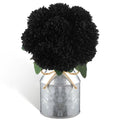 Artificial Marigold Flower Centerpiece Set with Metal Pot - Black - 9 Blooms