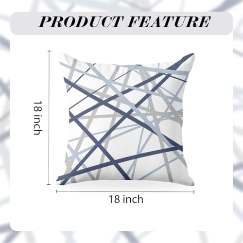Abstract Line Art Navy Blue Throw Pillow Cases Pack of 2 - 18x18 Inches