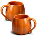 Set of 2 Pumpkin-Shaped Ceramic Coffee Mugs 14 oz Fall Halloween Thanksgiving