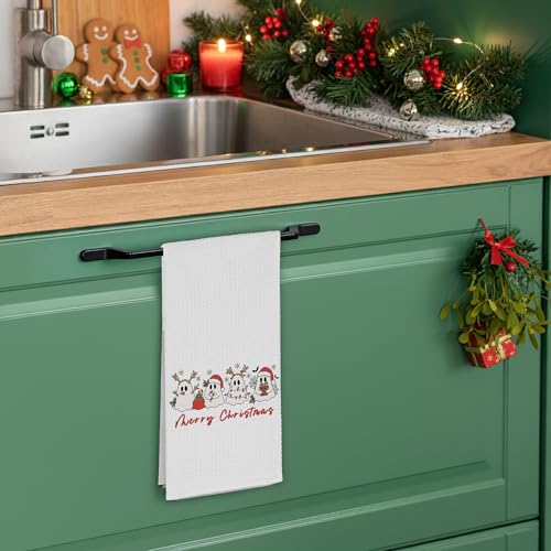 Christmas Ghosts Kitchen Towels - Funny Ghost Santa Light Dish Waffle Towel for Holiday Decor